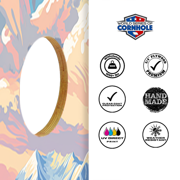 World Series of Cornhole Lightweight Cornhole Set - Denali National Park Daytime Boards with Red and Royal Blue Bags
