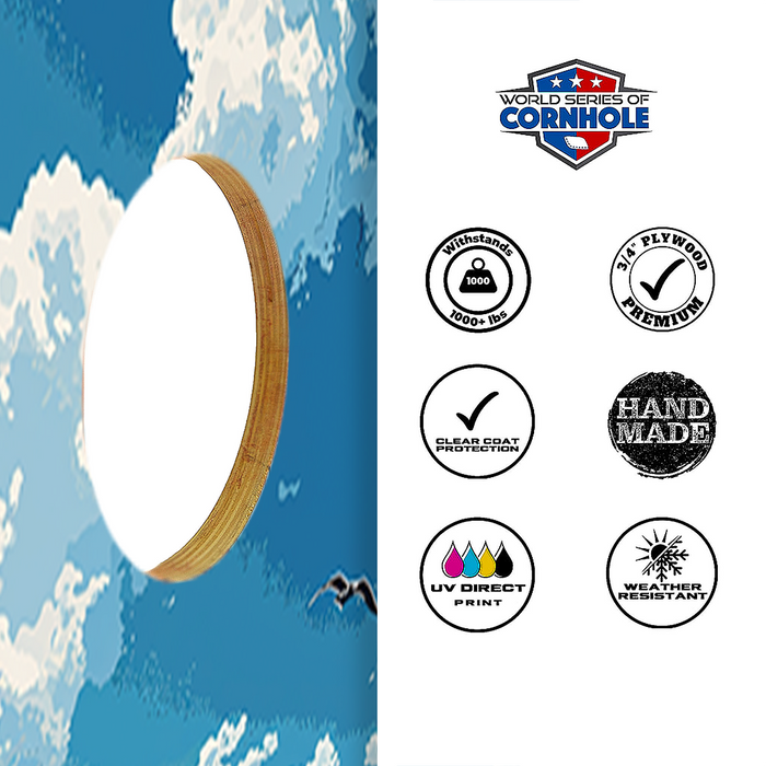 World Series of Cornhole Lightweight Cornhole Set - Dry Tortugas National Park Daytime Boards with Red and Royal Blue Bags