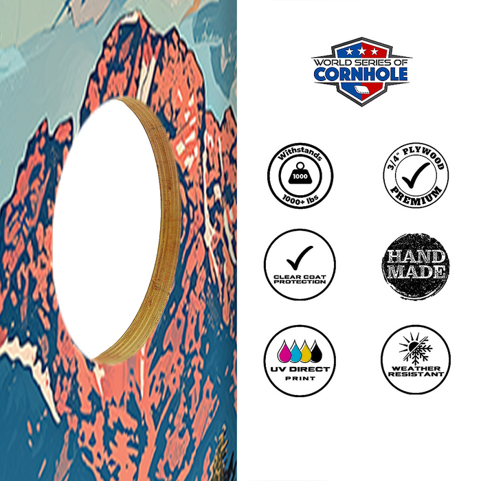 World Series of Cornhole Lightweight Cornhole Set - Grand Teton National Park Daytime Boards with Red and Royal Blue Bags