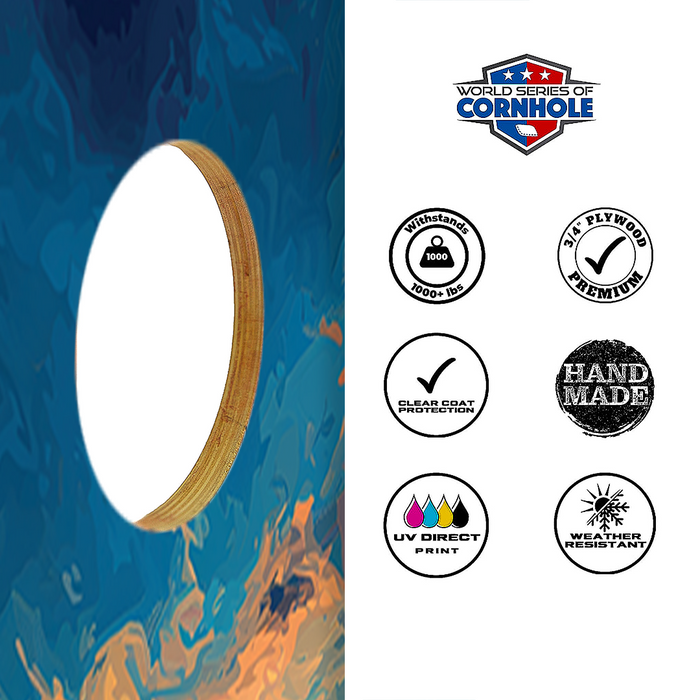 World Series of Cornhole Lightweight Cornhole Set - Gulf Shores National Park Daytime Boards with Red and Royal Blue Bags