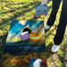 World Series of Cornhole Lightweight Cornhole Set - Hawaii Volcanoes National Park Daytime Boards with Red and Royal Blue Bags