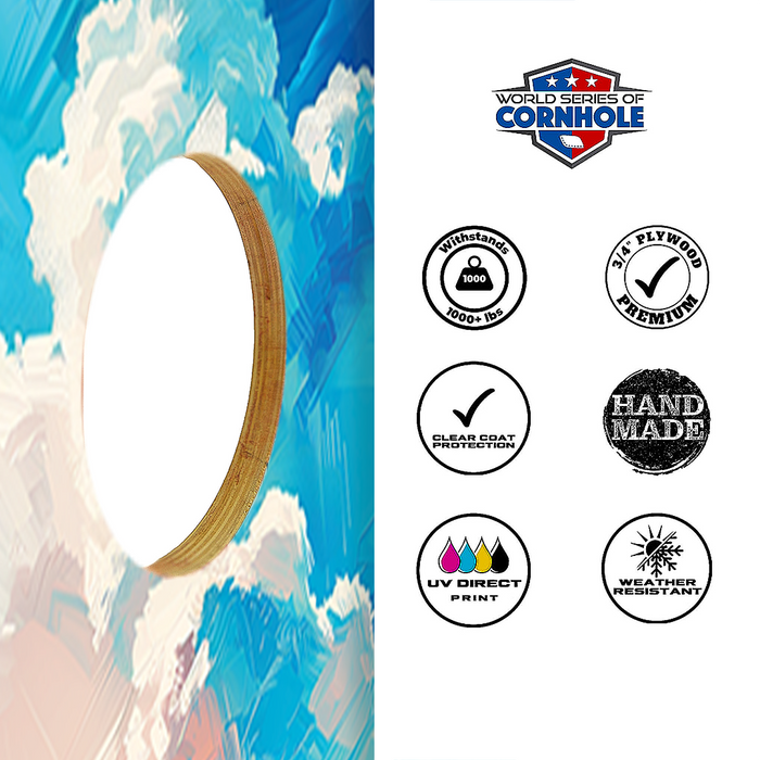 World Series of Cornhole Lightweight Cornhole Set - Mt. Olympus National Park Daytime Boards with Red and Royal Blue Bags