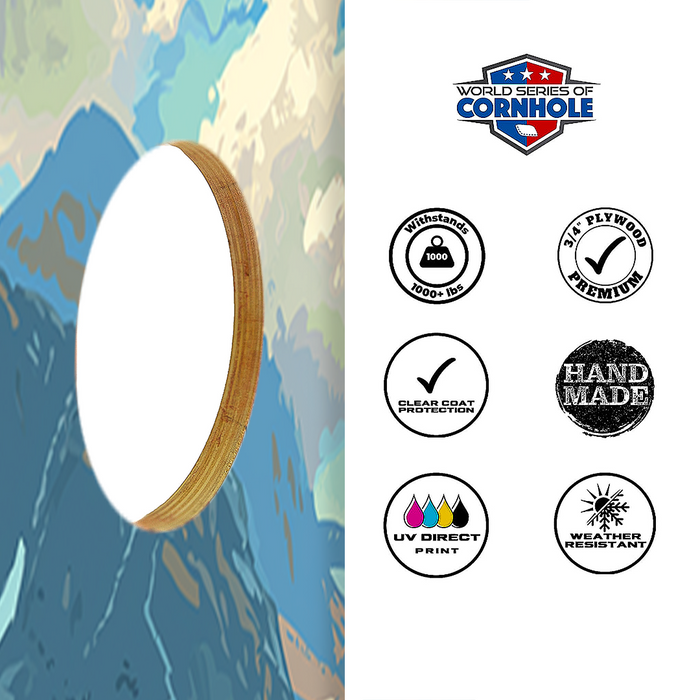 World Series of Cornhole Lightweight Cornhole Set - Rocky Mountain National Park Daytime Boards with Red and Royal Blue Bags