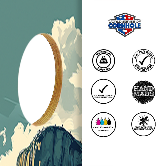 World Series of Cornhole Lightweight Cornhole Set - Yosemite National Park Daytime Boards with Red and Royal Blue Bags