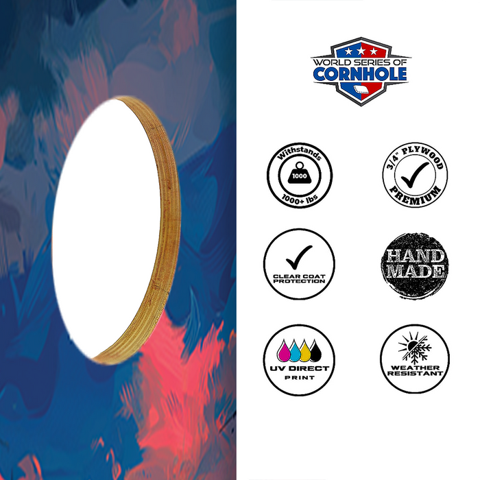 World Series of Cornhole Lightweight Cornhole Set - Acadia National Park Nighttime Boards with Red and Royal Blue Bags
