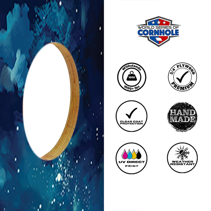 World Series of Cornhole Lightweight Cornhole Set - Dry Tortugas National Park Nighttime Boards with Red and Royal Blue Bags