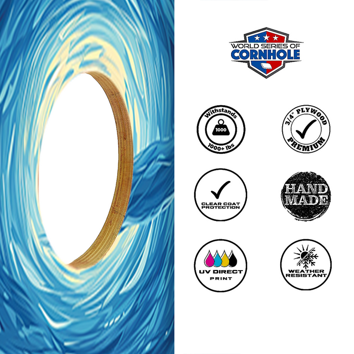 World Series of Cornhole Lightweight Cornhole Set - Glacier National Park Nighttime Boards with Red and Royal Blue Bags