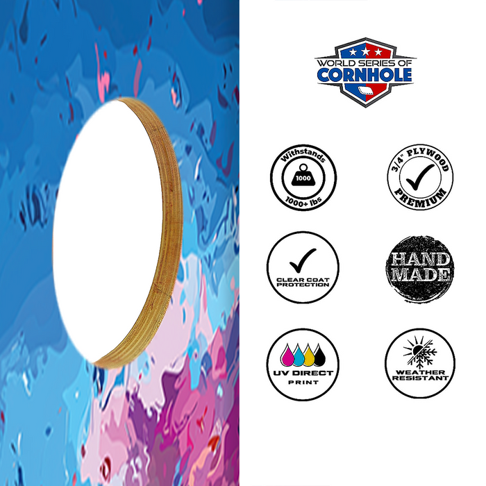 World Series of Cornhole Lightweight Cornhole Set - Gulf Shores National Park Nighttime Boards with Red and Royal Blue Bags