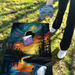 World Series of Cornhole Lightweight Cornhole Set - Voyageurs National Park Nighttime Boards with Red and Royal Blue Bags