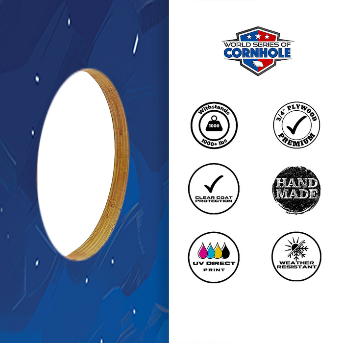 World Series of Cornhole Lightweight Cornhole Set - Zion National Park Nighttime Boards with Red and Royal Blue Bags