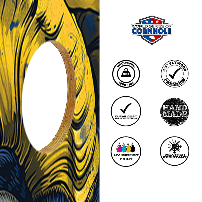World Series of Cornhole Lightweight Cornhole Set - Los Angeles Rams Boards with Yellow and Royal Blue Bags