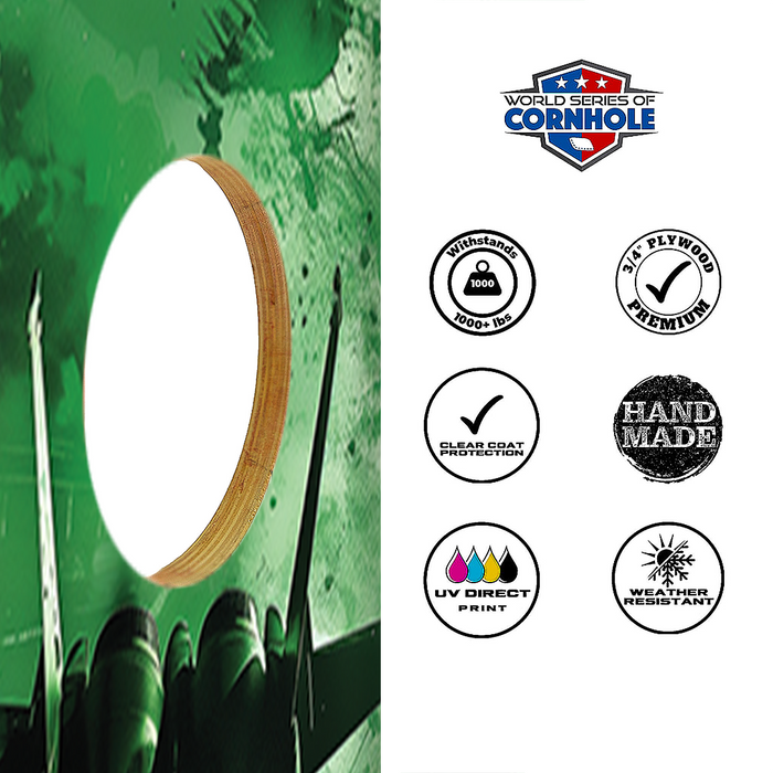 World Series of Cornhole Lightweight Cornhole Set - New York Jets Boards with White and Kelly Green Bags