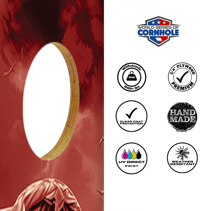 World Series of Cornhole Lightweight Cornhole Set - Oklahoma Sooners Boards with Red and White Bags