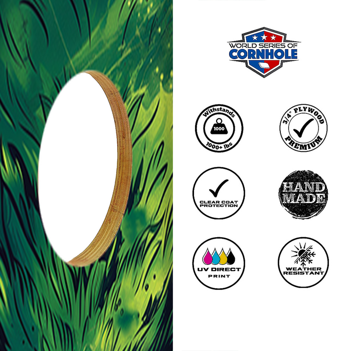 World Series of Cornhole Lightweight Cornhole Set - Seattle Seahawks Boards with Kelly Green and Navy Blue Bags