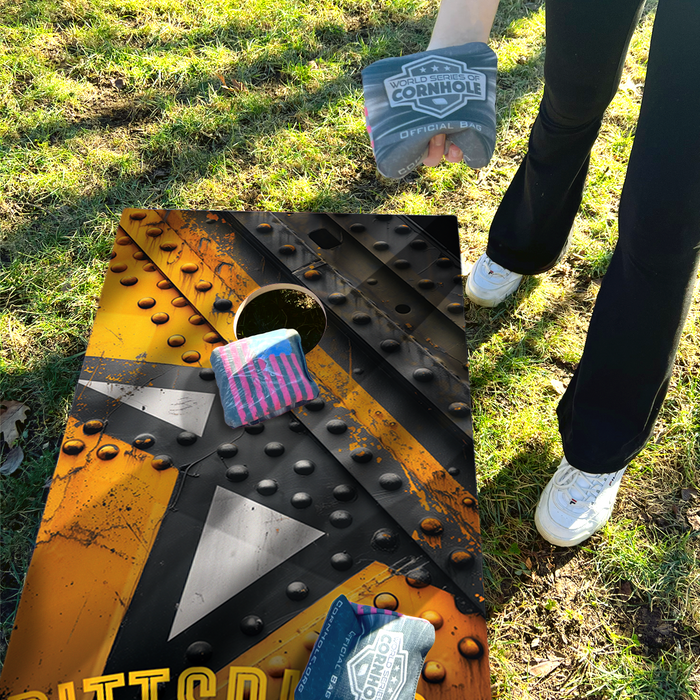 World Series of Cornhole Lightweight Cornhole Set - Pittsburgh Steelers Boards with Yellow and Black Bags