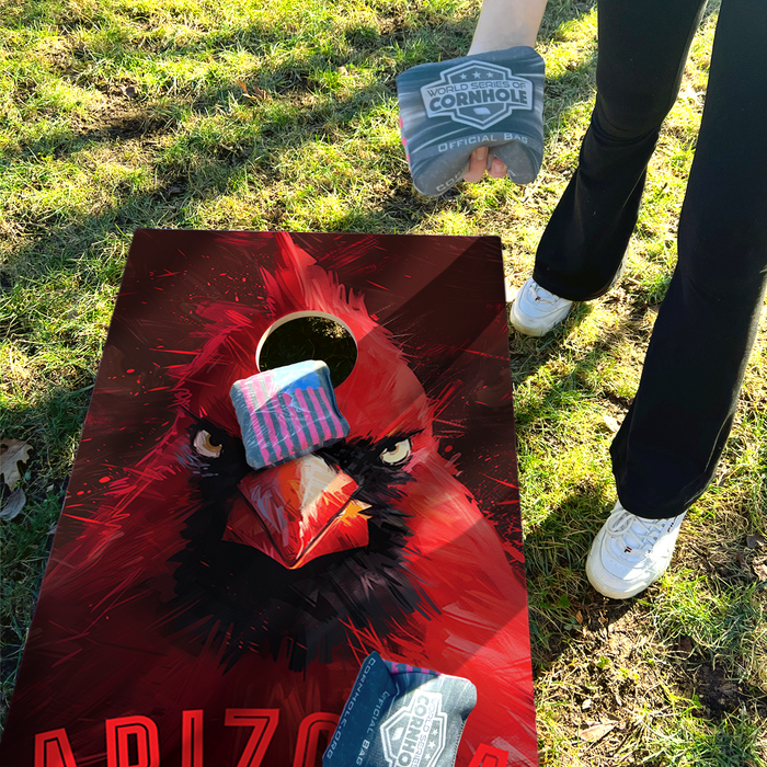 World Series of Cornhole Lightweight Cornhole Set - Arizona Cardinals Boards with Black and Red Bags