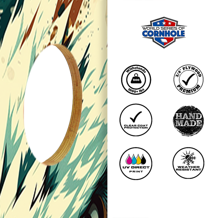 World Series of Cornhole Lightweight Cornhole Set - Philadelphia Eagles Boards with Turquoise and White Bags
