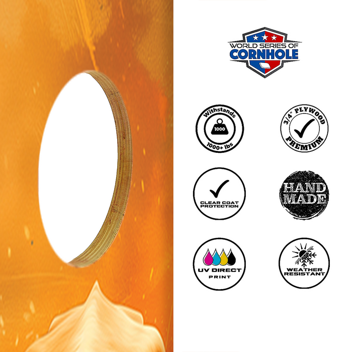 World Series of Cornhole Lightweight Cornhole Set - Texas Longhorns Boards with Orange and White Bags