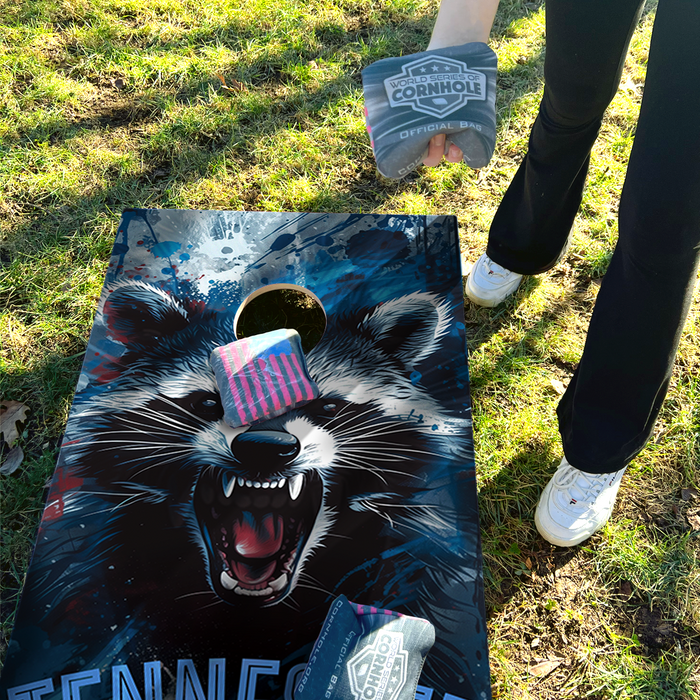 World Series of Cornhole Lightweight Cornhole Set - Tennessee Titans Boards with Red and Blue Bags