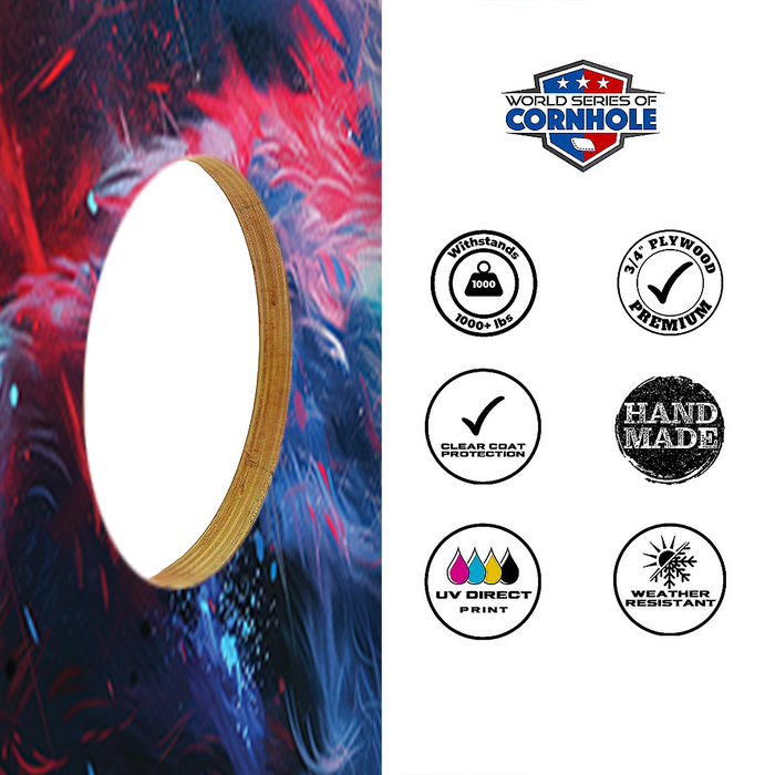 World Series of Cornhole Lightweight Cornhole Set - Buffalo Bills Boards with Royal Blue and Red Bags