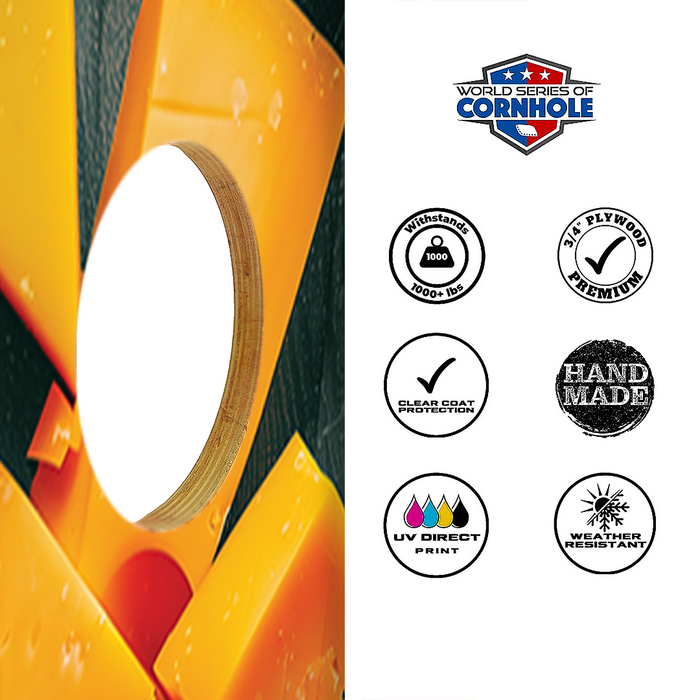 World Series of Cornhole Lightweight Cornhole Set - Green Bay Packers Boards with Gold and Hunter Green Bags