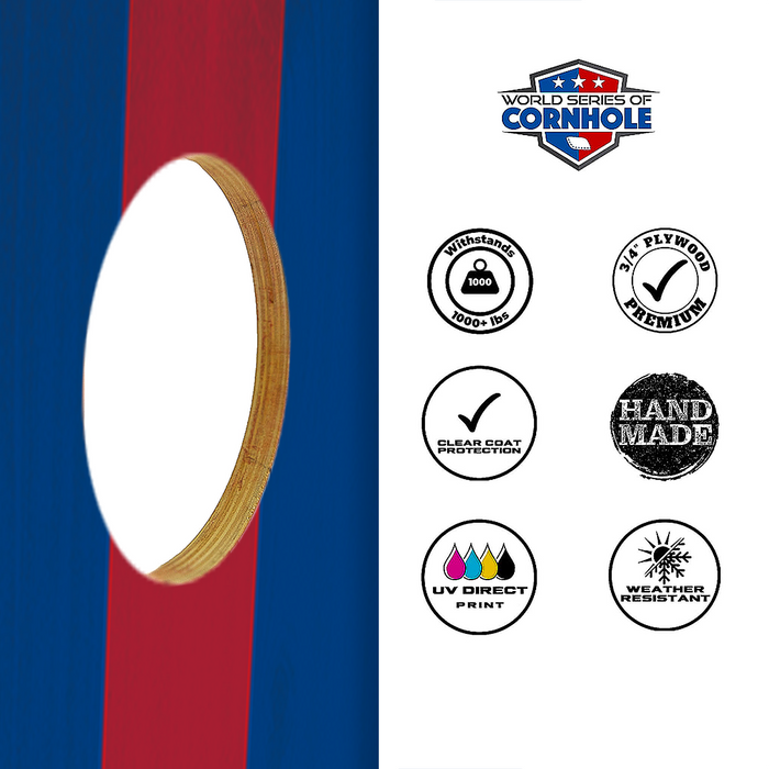 World Series of Cornhole Lightweight Cornhole Set - New York Giants Boards with Red and Royal Blue Bags