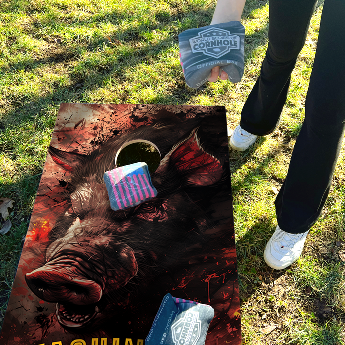 World Series of Cornhole Lightweight Cornhole Set - Washington Commanders Boards with Yellow and Red Bags