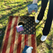 World Series of Cornhole Lightweight Cornhole Set - Rustic American Flag Boards with Red and Blue Bags