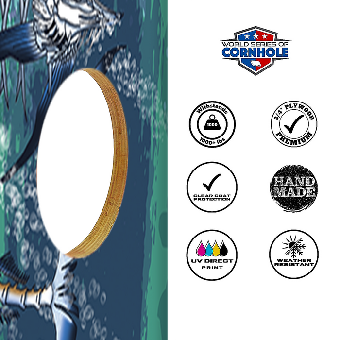 World Series of Cornhole Lightweight Cornhole Set - Withering Wilds Offshore Slam Boards with Red and Blue Bags