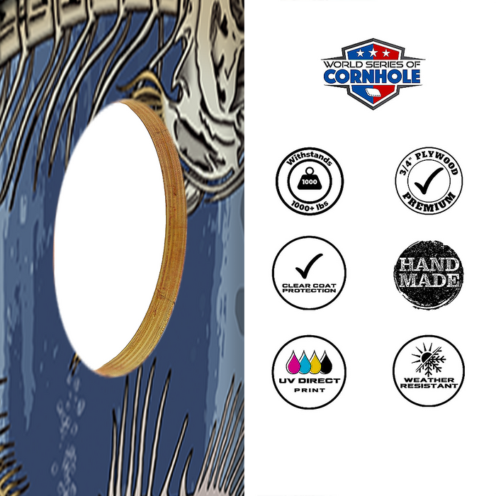 World Series of Cornhole Lightweight Cornhole Set - Withering Wilds Inshore Slam Boards with Red and Blue Bags
