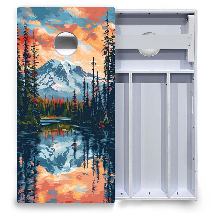World Series of Cornhole Board Official All-Weather - Mount Rainier National Park at night