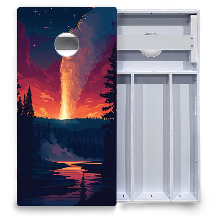 World Series of Cornhole Board Official All-Weather - Old Faithful Geyser at Night