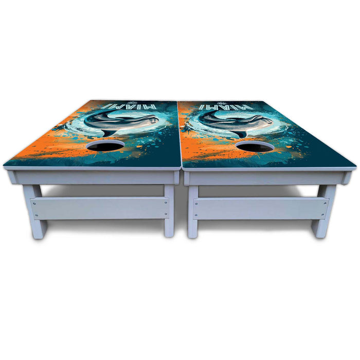 World Series of Cornhole Board Official All-Weather - Miami Dolphins