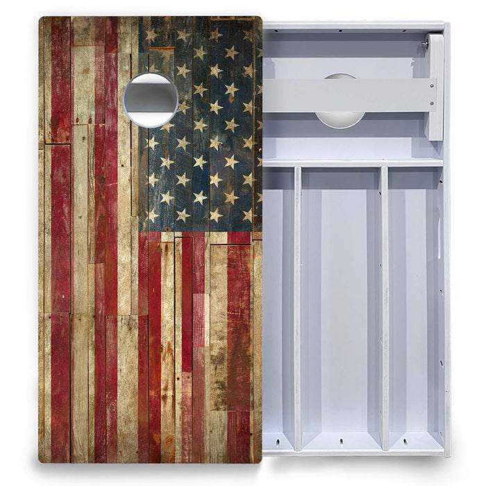 World Series of Cornhole Board Official All-Weather - Rustic Flag Right
