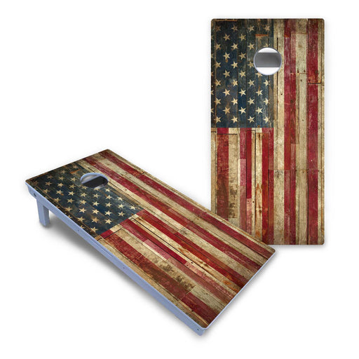 World Series of Cornhole Board Official All-Weather - Rustic Flag Left