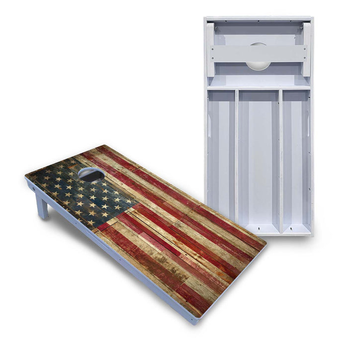 World Series of Cornhole Board Official All-Weather - Rustic Flag Left