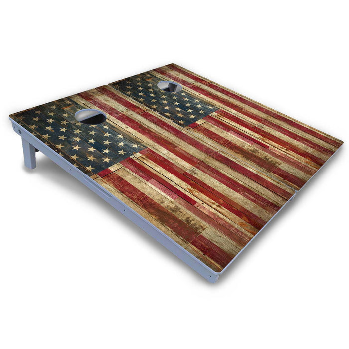 World Series of Cornhole Board Official All-Weather - Rustic Flag Left