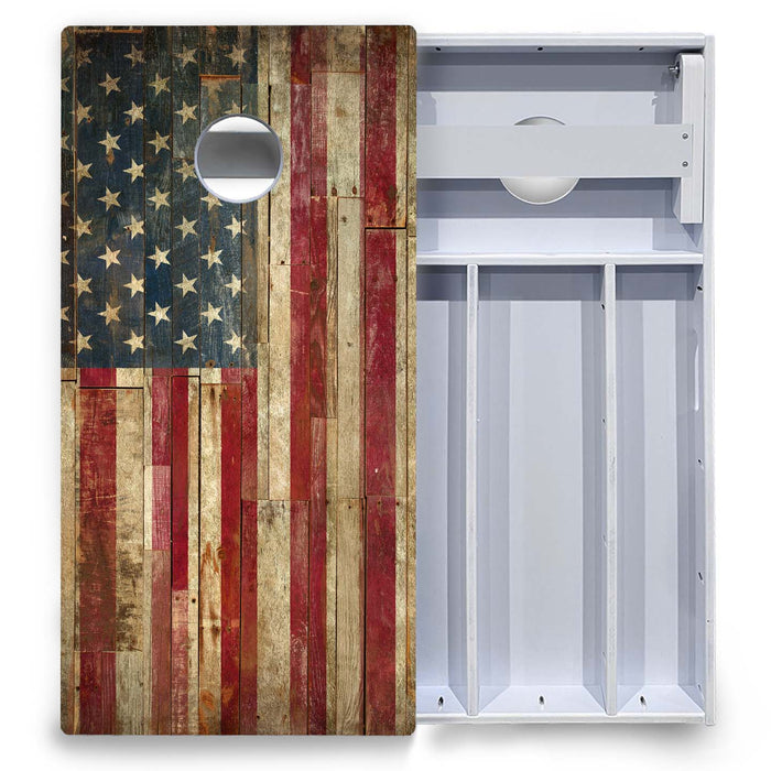 World Series of Cornhole Board Official All-Weather - Rustic Flag Left