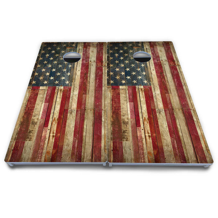 World Series of Cornhole Board Official All-Weather - Rustic Flag Left
