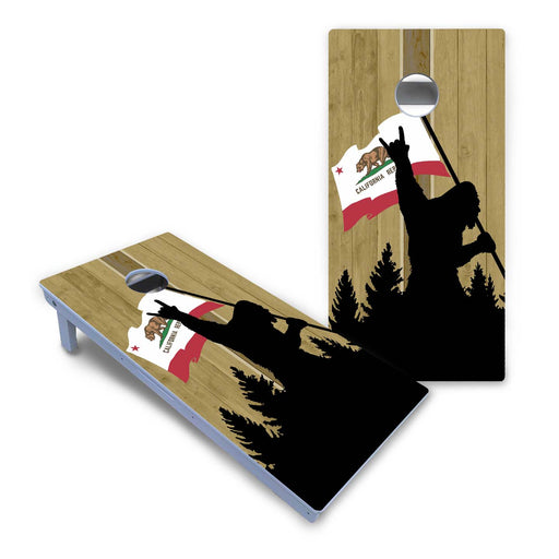 World Series of Cornhole Board Official All-Weather - WSOC Silhouette Flag Sasquatch California Flag Color