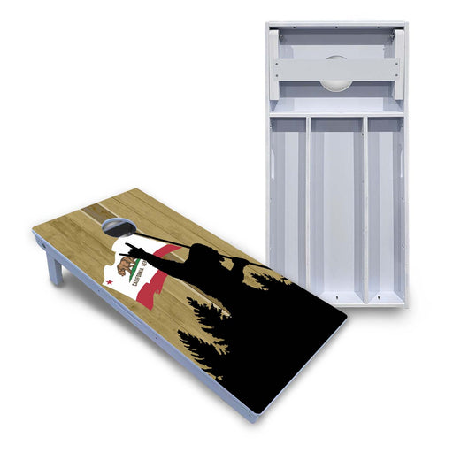 World Series of Cornhole Board Official All-Weather - WSOC Silhouette Flag Sasquatch California Flag Color