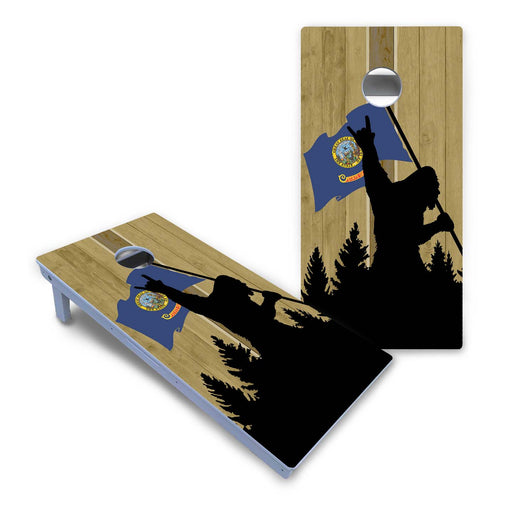 World Series of Cornhole Board Official All-Weather - WSOC Silhouette Flag Sasquatch Idaho Flag Color