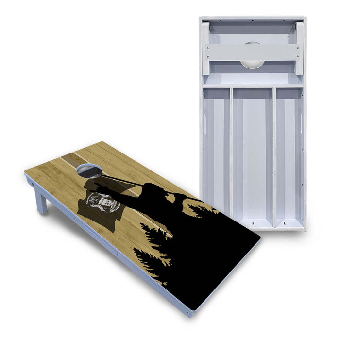 World Series of Cornhole Board Official All-Weather - WSOC Silhouette Flag Sasquatch Michigan Flag BW