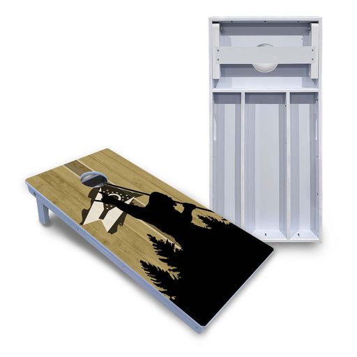 World Series of Cornhole Board Official All-Weather - WSOC Silhouette Flag Sasquatch Ohio BW