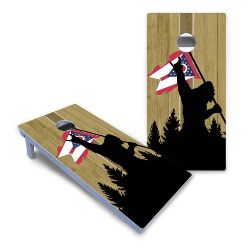 World Series of Cornhole Board Official All-Weather - WSOC Silhouette Flag Sasquatch Ohio Color