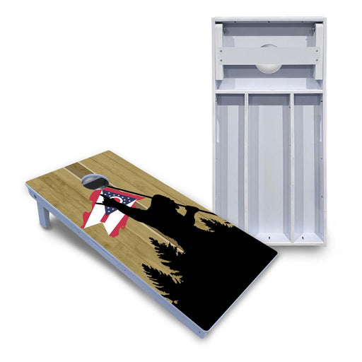 World Series of Cornhole Board Official All-Weather - WSOC Silhouette Flag Sasquatch Ohio Color