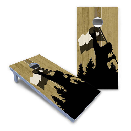 World Series of Cornhole Board Official All-Weather - WSOC Silhouette Flag Sasquatch Texas BW