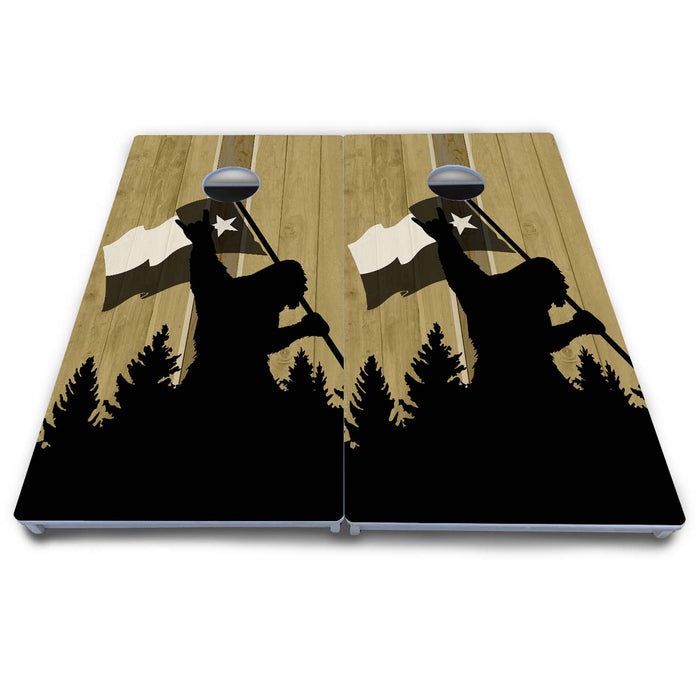 World Series of Cornhole Board Official All-Weather - WSOC Silhouette Flag Sasquatch Texas BW