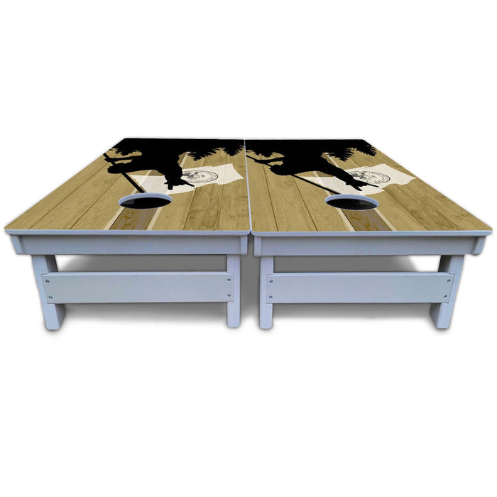 World Series of Cornhole Board Official All-Weather - WSOC Silhouette Flag Sasquatch Washington BW