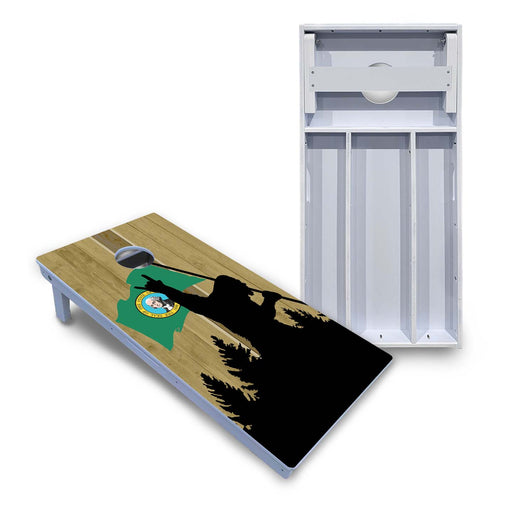World Series of Cornhole Board Official All-Weather - WSOC Silhouette Flag Sasquatch Washington Color